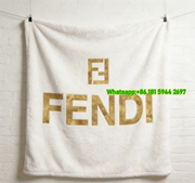 Fendi Gold FF Logo Flannel Sofa Throw Blanket Luxury Designer IMG_9334